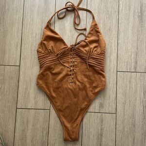 Frankies bikinis BELLA Suede Barrell One Piece  NWT